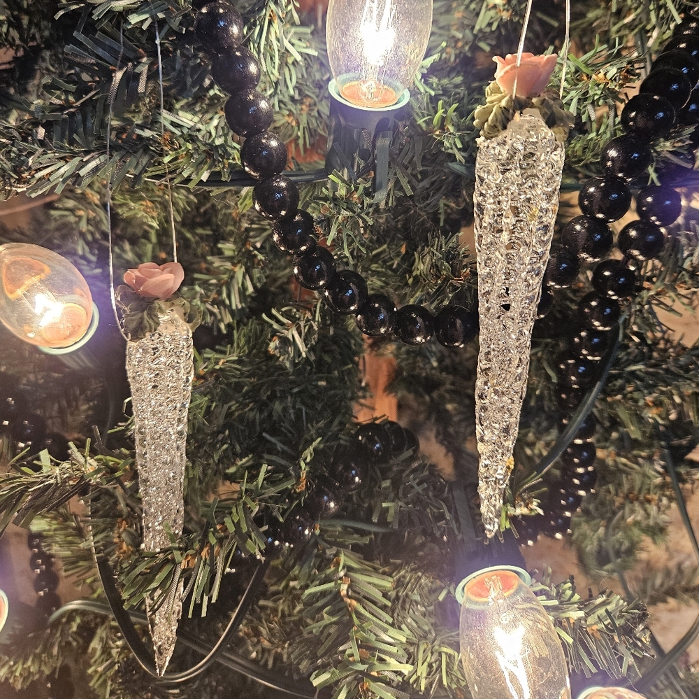 Vintage glass ornaments with rose detail...